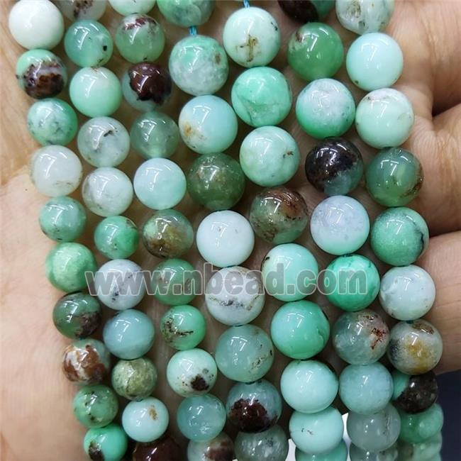 Natural Australian Chrysoprase Beads Green Smooth Round