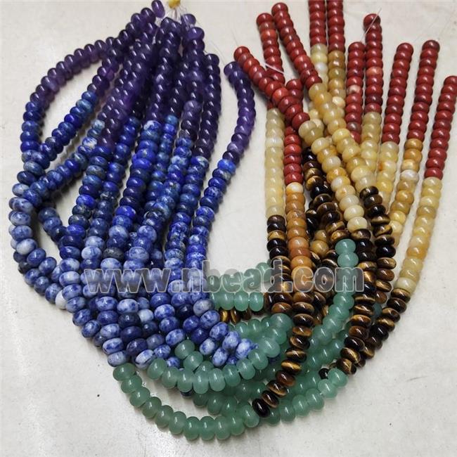 Natural Gemstone Chakra Beads Mixed Smooth Rondelle