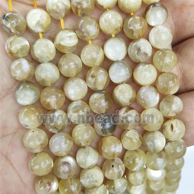 Natural Peru Lepidolite Beads Yellow Dye Smooth Round