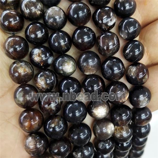 Natural Phlogopite Beads Black Smooth Round AAA-Grade