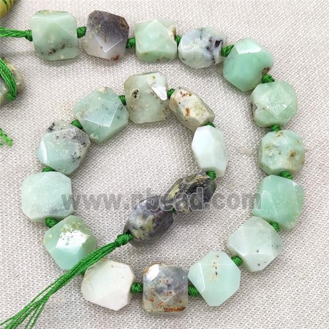 Natural Green Opal Beads Faceted Square
