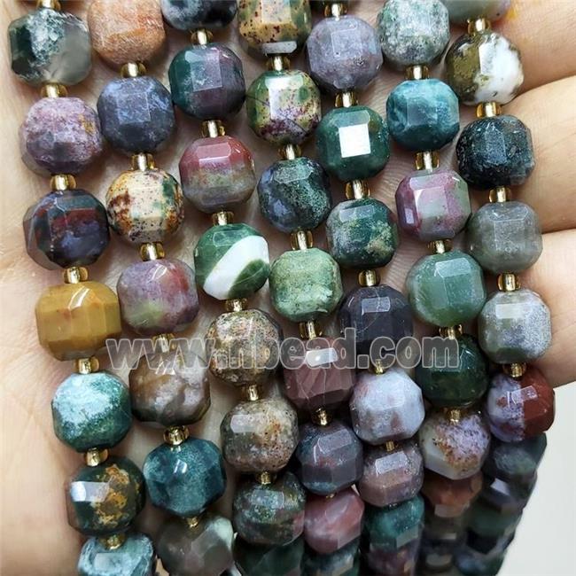 Natural Ocean Agate Beads Faceted Cube Multicolor