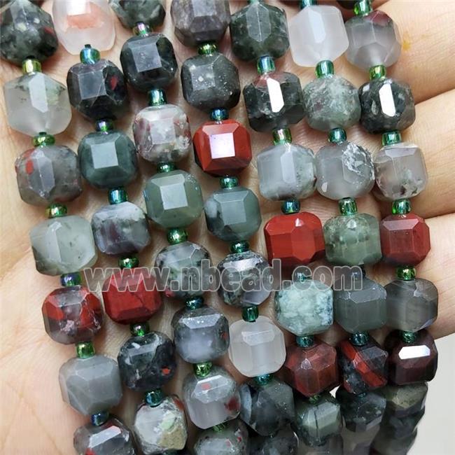 Natural African Bloodstone Beads Faceted Cube