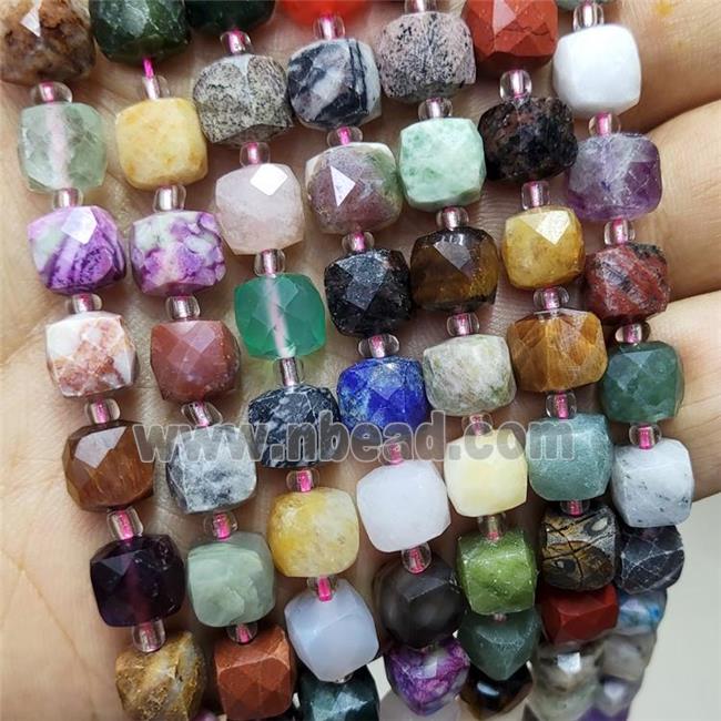 Natural Gemstone Beads Faceted Cube Mixed