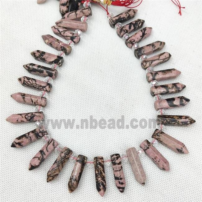 Natural Chinese Rhodonite Bullet Beads PInk