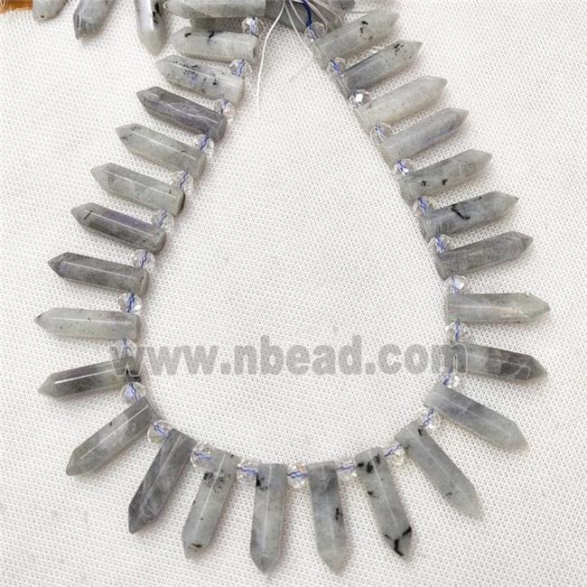 Natural Labradorite Bullet Beads Gray