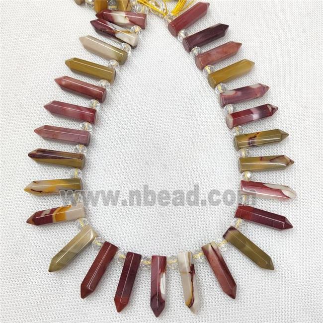 Natural Mookaite Bullet Beads Multicolor