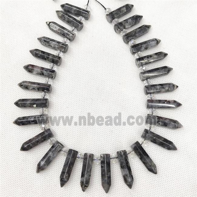 Natural Black Labradorite Bullet Beads Larvikite