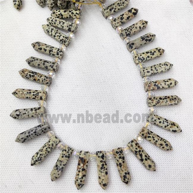 Natural Black Dalamatian Jasper Bullet Beads