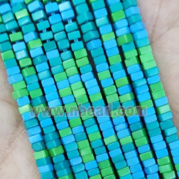 Blue Oxidative Agate Square Beads