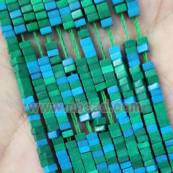 Greenblue Oxidative Agate Square Beads