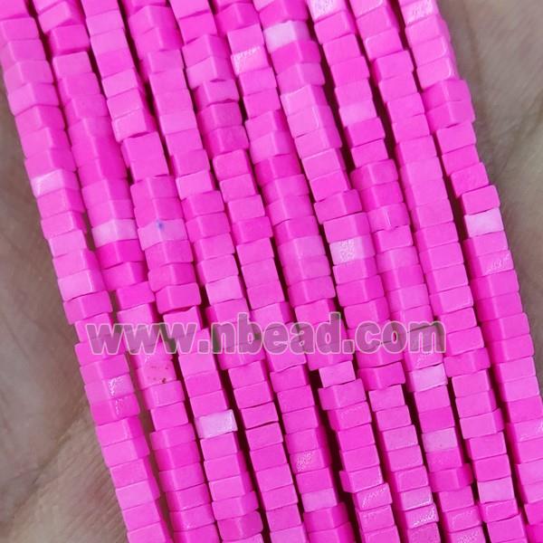 Hotpink Oxidative Agate Square Beads