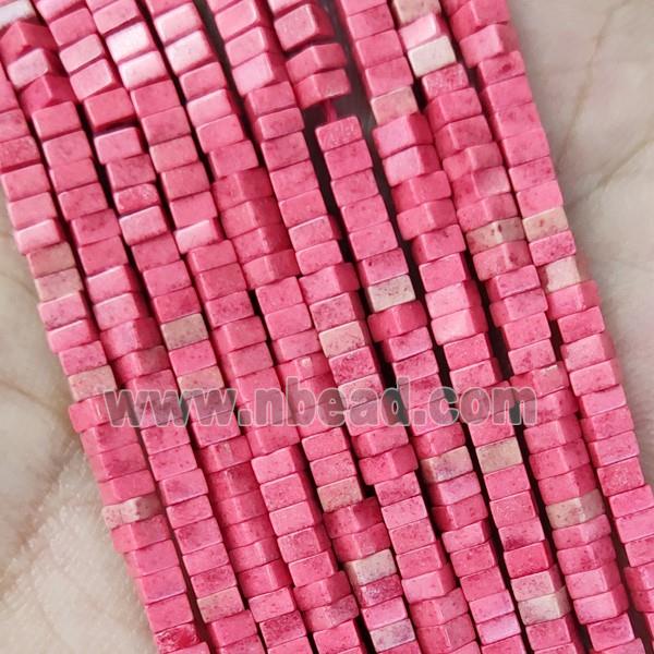 Red Oxidative Agate Square Beads