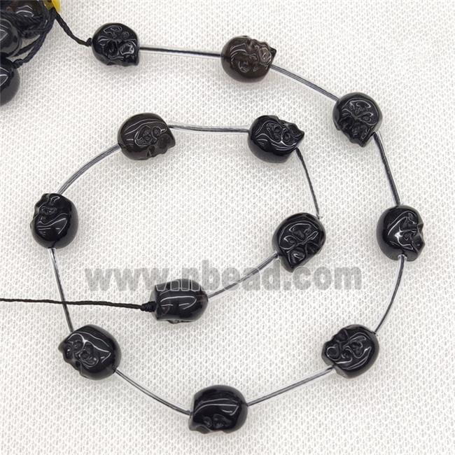 Natural Black Obsidian Skull Beads Carved
