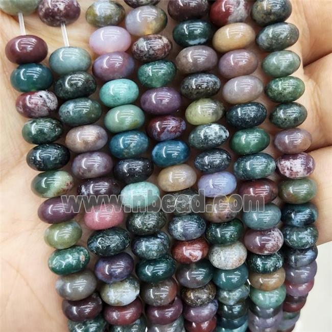 Indian Agate Beads Multicolor Smooth Rondelle