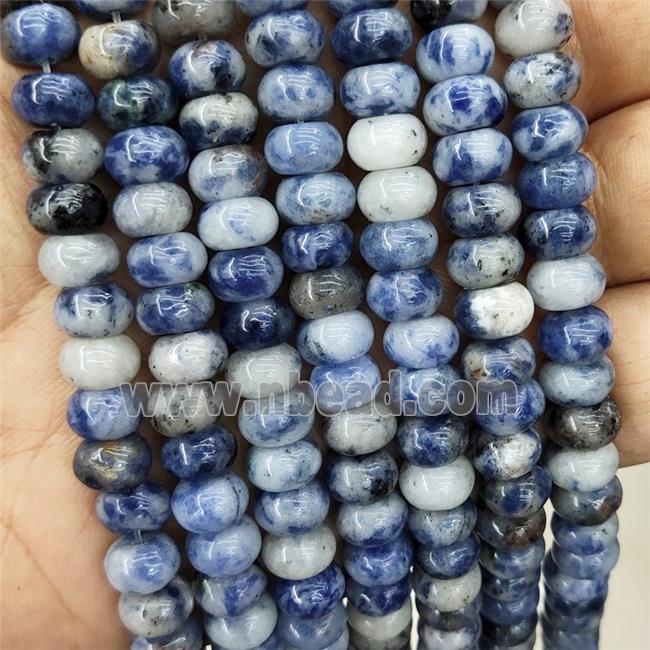 Blue Dalmatian Jasper Beads Smooth Rondelle
