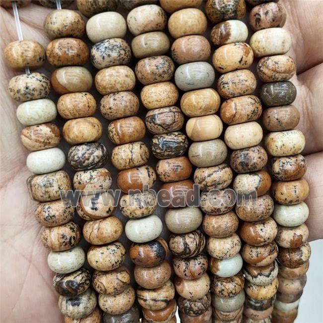 Natural Picture Jasper Beads Smooth Rondelle