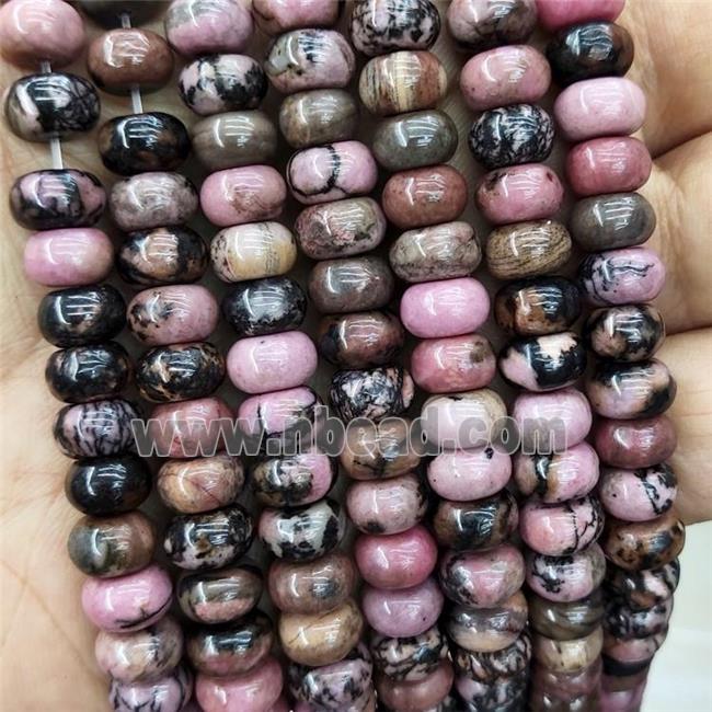 Natural Chinese Rhodonite Beads Pink Smooth Rondelle