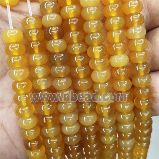 Natural Agate Beads Golden Dye Smooth Rondelle