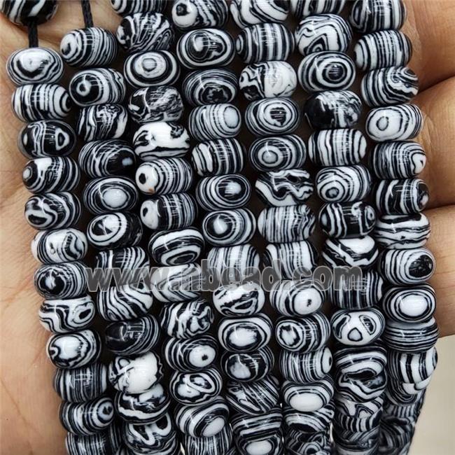 Synthetic Malachite Beads Black Smooth Rondelle