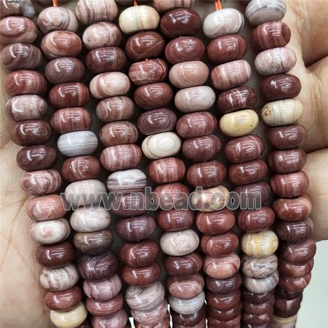 Red Wood Lace Jasper Beads Smooth Rondelle