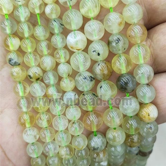 Natural Prehnite Beads Olive Smooth Round