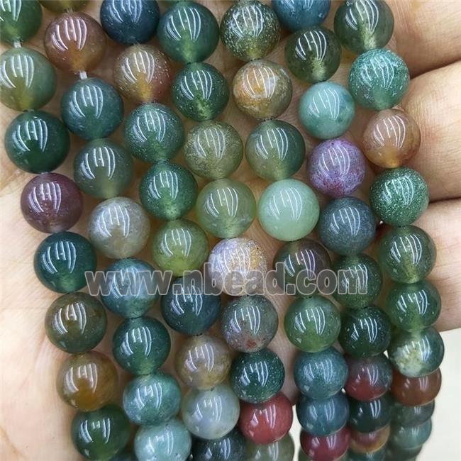 Natural Indian Agate Beads Multicolor Smooth Round
