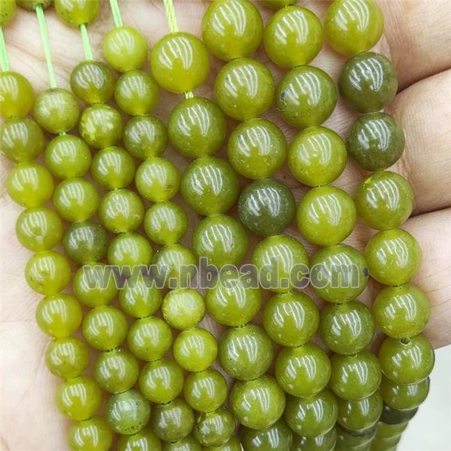 Natural Lemon Jade Beads Olive Smooth Round