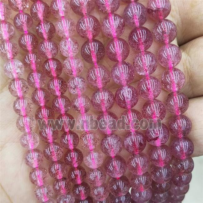 Natural Pink Strawberry Quartz Beads Smooth Round