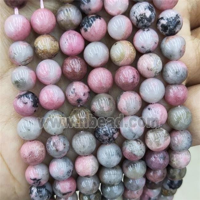 Natural Pink Rhodonite Beads Smooth Round