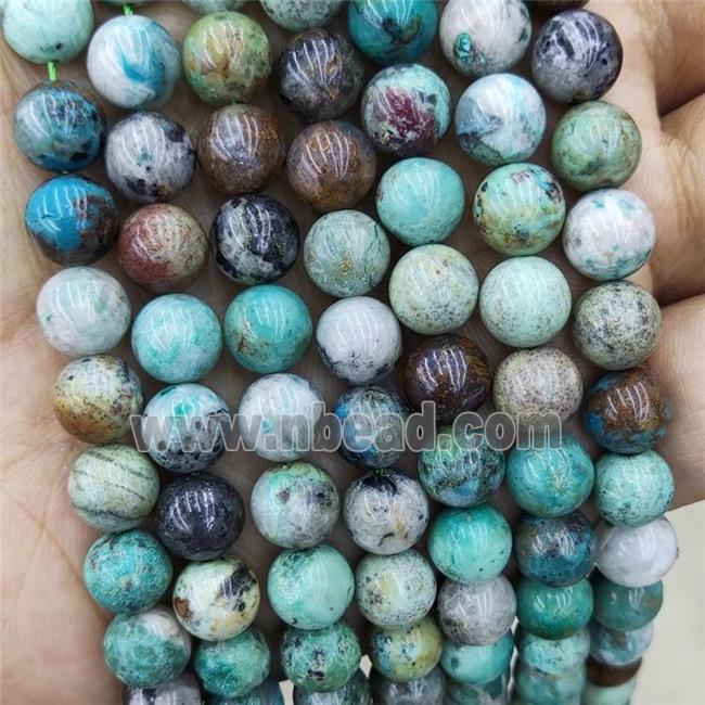 Natural Chrysocolla Beads Green Smooth Round