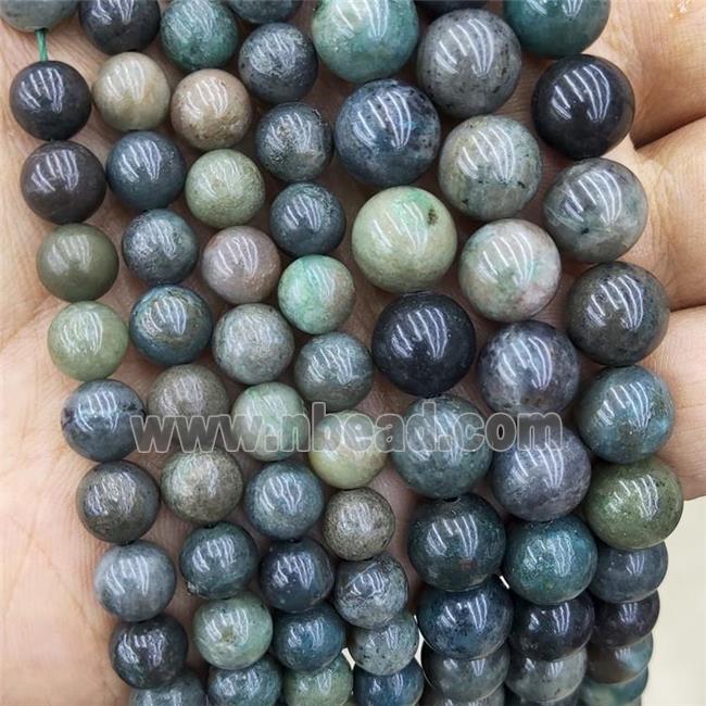 Silica Chrysocolla Beads Green Smooth Round