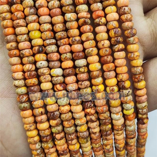 Orange Imperial Jasper Rondelle Beads Smooth