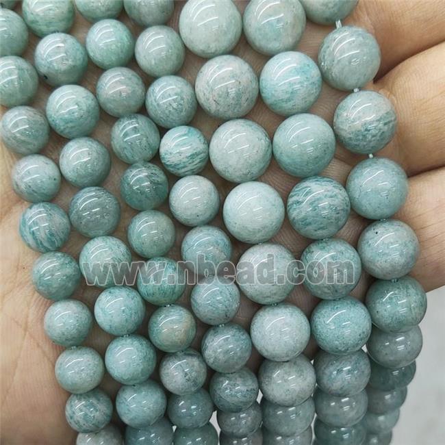 Natural Green Amazonite Beads Smooth Round