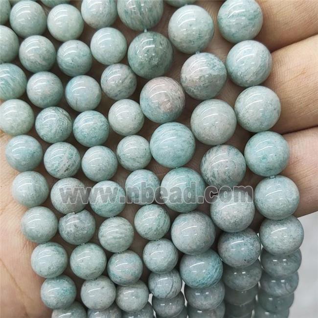 Natural GrayGreen Amazonite Beads Smooth Round