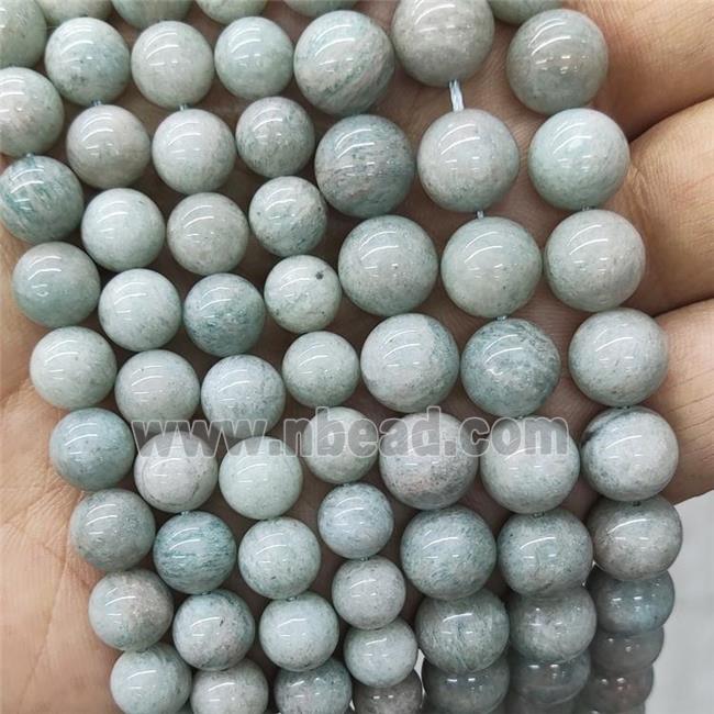Natural Gray Green Amazonite Beads B-Grade Smooth Round