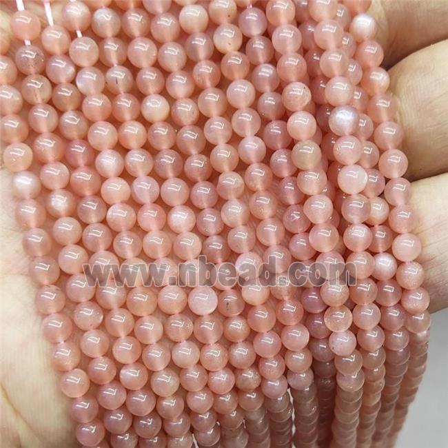 Natural Peach Sunstone Beads AA-Grade Smooth Round