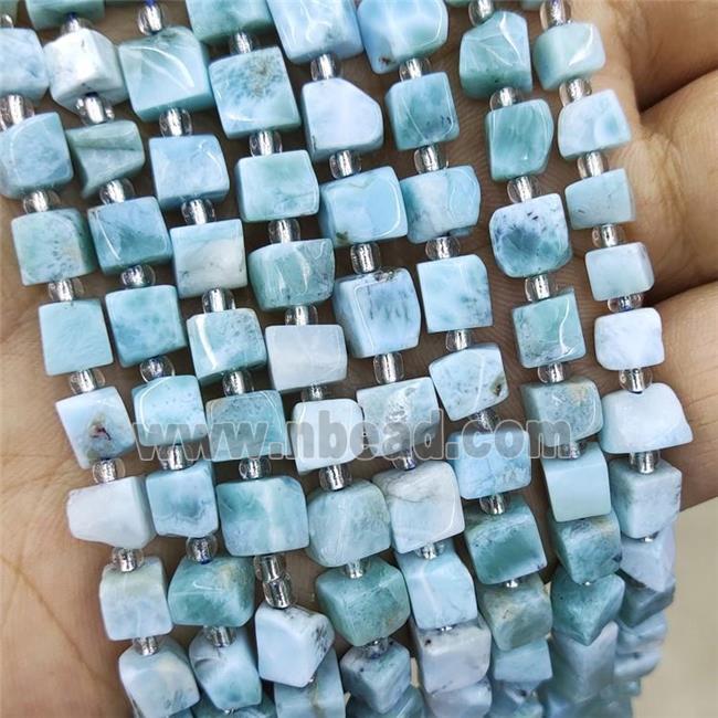 Natural Larimar Beads Cube Blue