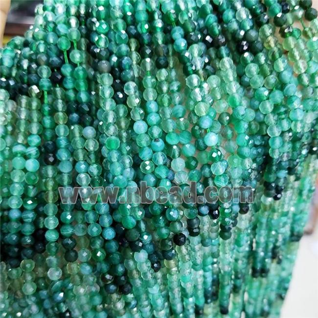 Natural Green Agate Beads Dye Faceted Round