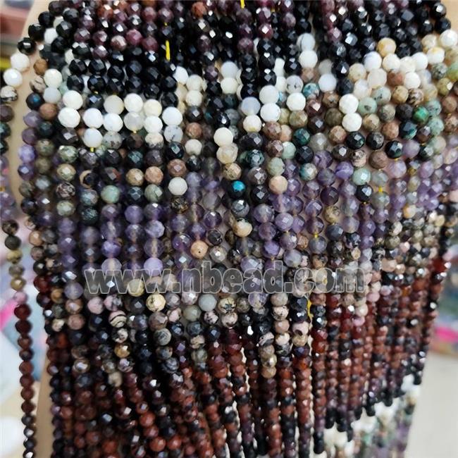 Natural Mixed Gemstone Beads Seed Faceted Round