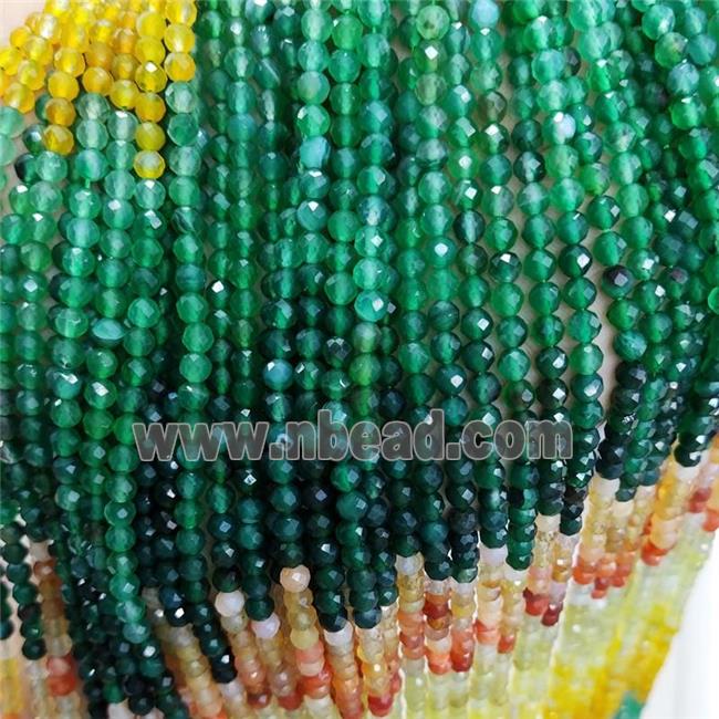 Natural Agate Beads Dye Mixed Color Faceted Round