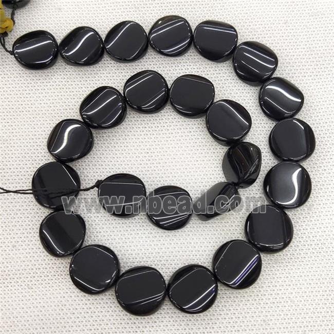 Natural Black Onyx Agate Coin Beads Twist
