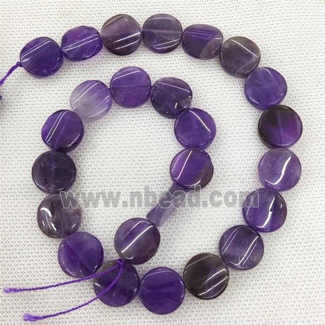 Natural Amethyst Coin Beads Purple Circle Twist
