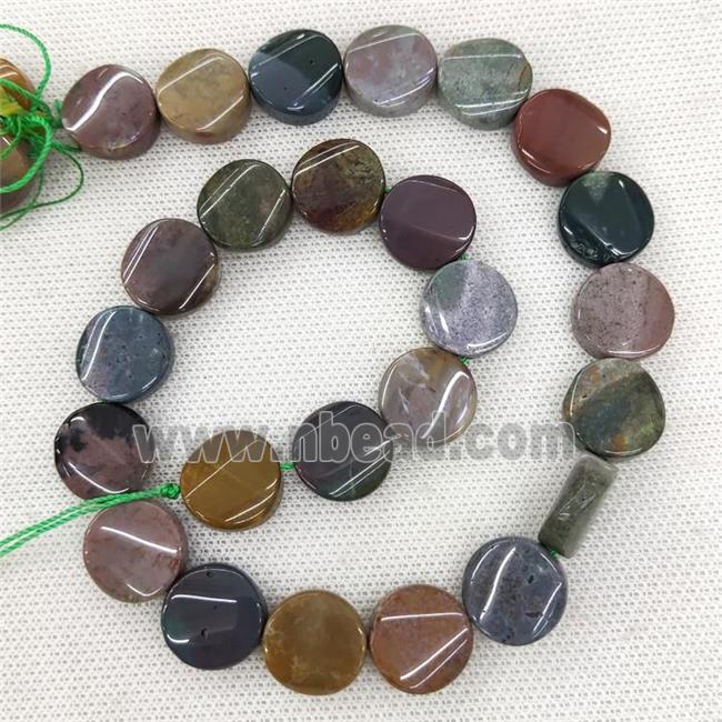 Natural Indian Agate Coin Beads Multicolor Twist