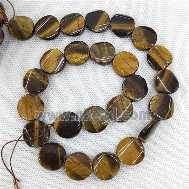 Natural Tiger Eye Stone Coin Beads Twist