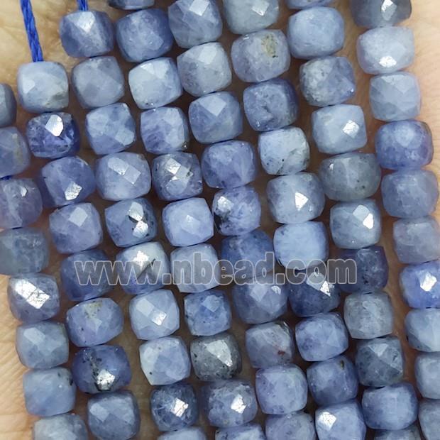 Natural Tanzanite Cube Beads Blue Faceted