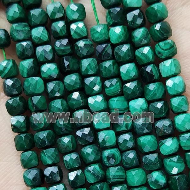 Natural Malachite Beads Green Faceted Cube
