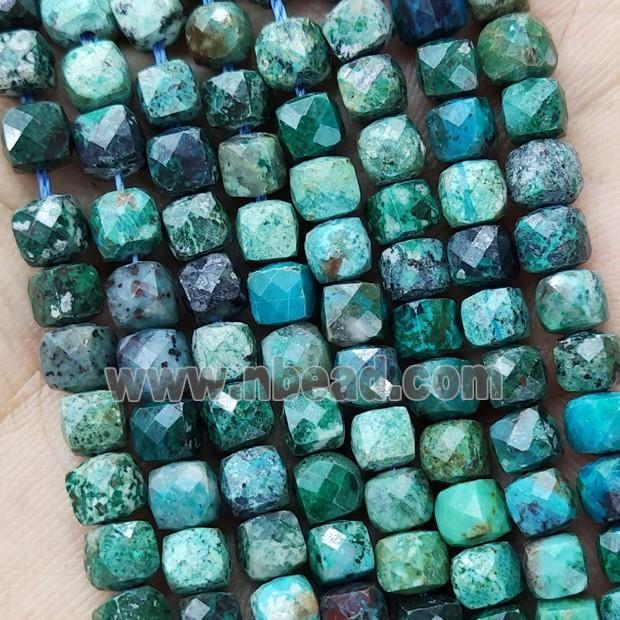 Natural Chrysocolla Turquoise Beads Green Faceted Cube