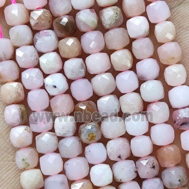 Natural Pink Opal Beads Faceted Cube