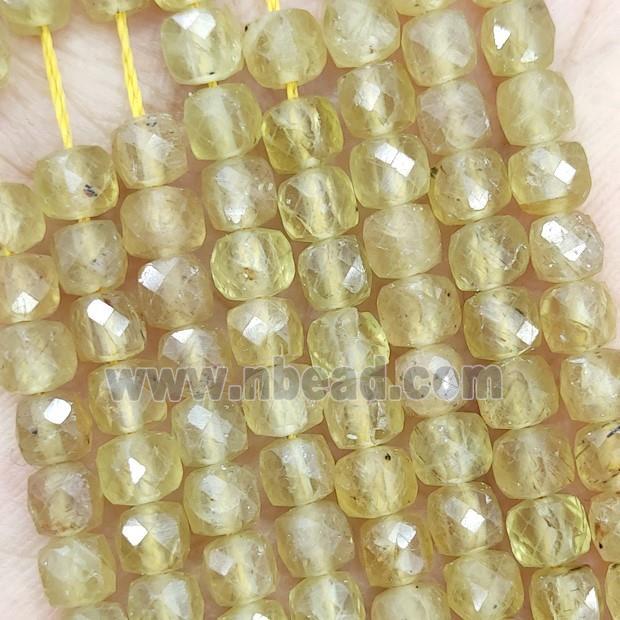 Natural Yellow Apatite Beads Faceted Cube